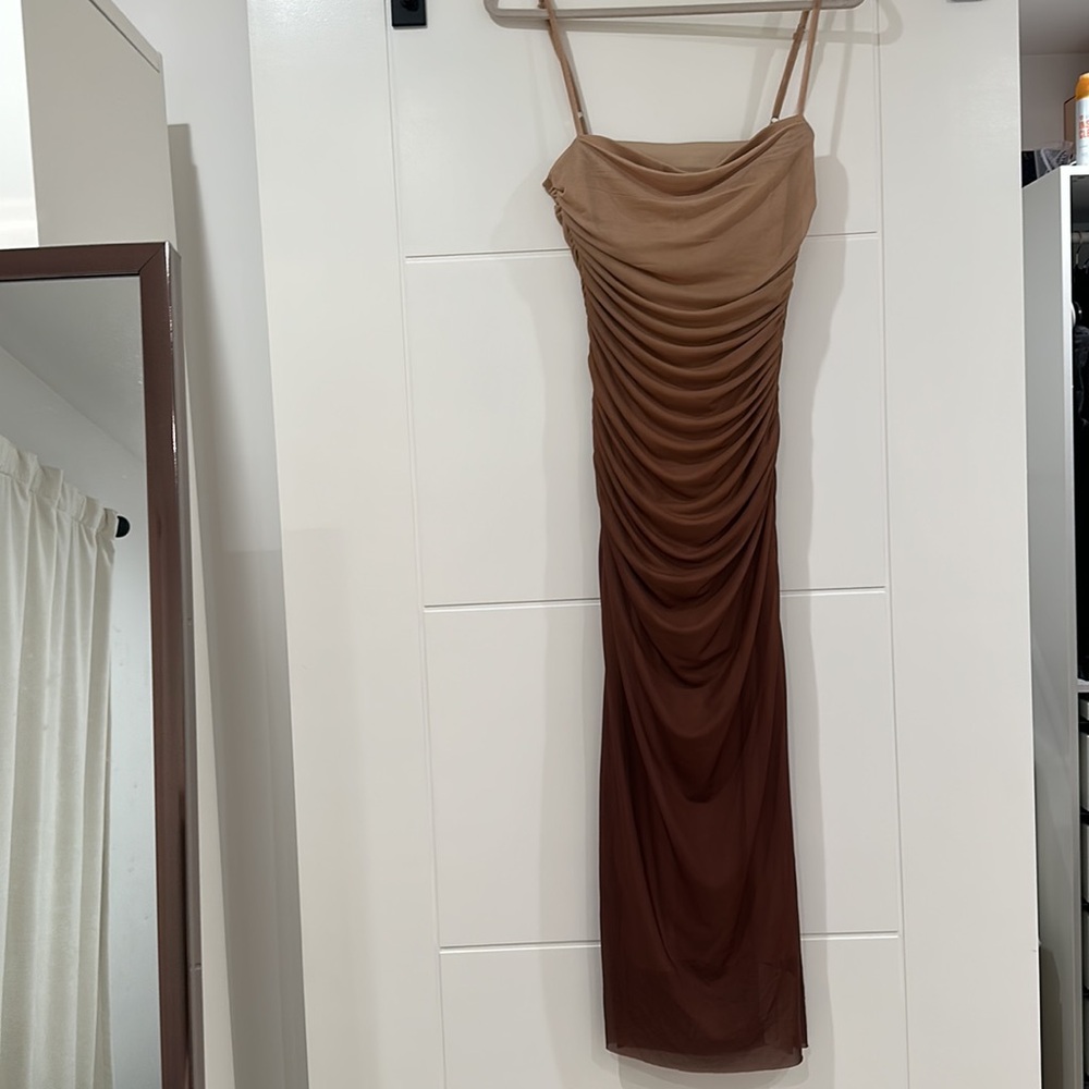 Commense Strapless Ombre Brown Dress